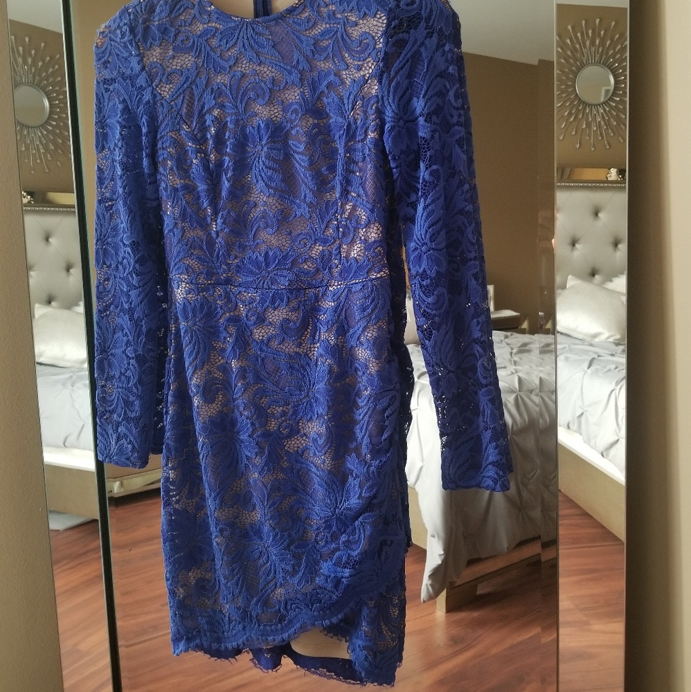 Agaci Royal Blue/ Nude Lace Dress